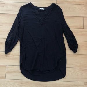 Pleione Black Cap Sleeve Blouse